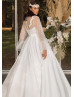 Long Sleeves Beaded Ivory Lace Satin Charming Wedding Dress